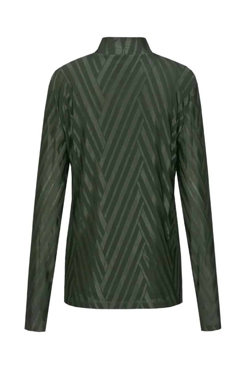 CS The Label Turtle Top Dark Olive, top met col in donkerolijfgroen